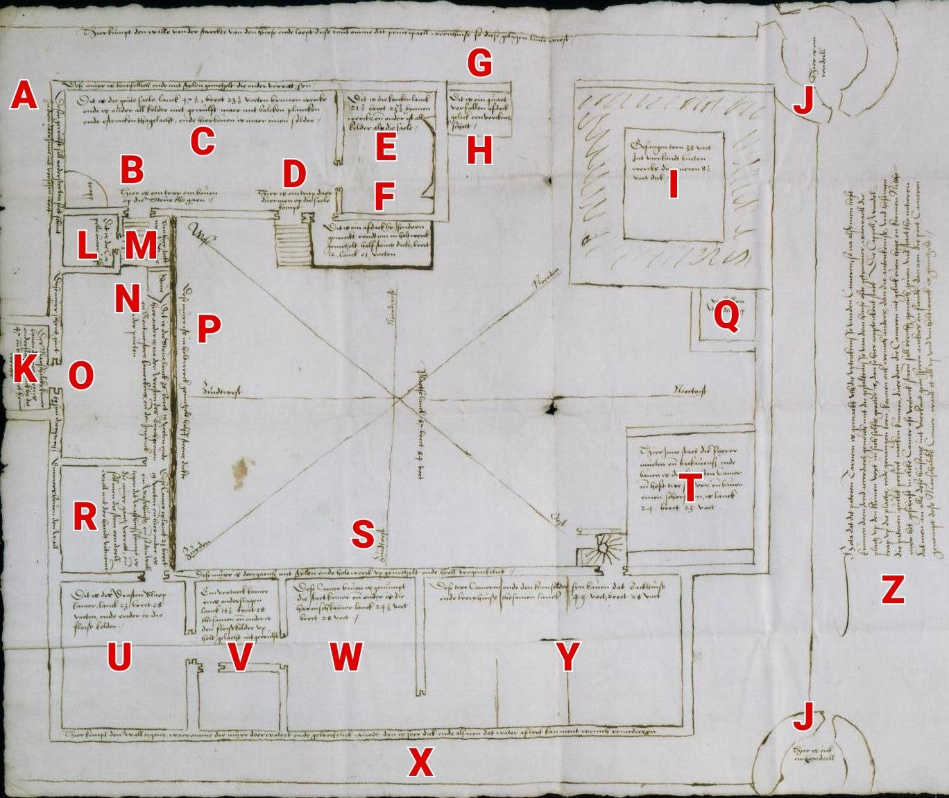 Floor plan of Bredevoort Castle, 1562