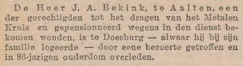 Bekink, Aalten, Metal Cross - Nieuws van den Dag, 08-09-1898