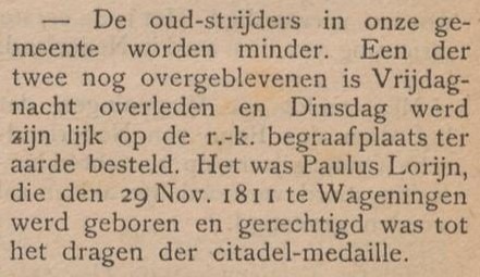 Paulus Lorijn, oud-strijder - Aaltensche Courant, 01-04-1899