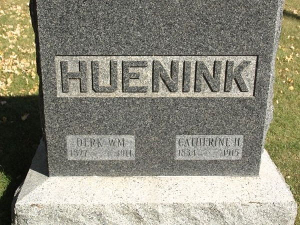 Graf Derk Willem Huinink en Catharina Jentink, Presbyterian Cemetery, Holland, Sheboygan