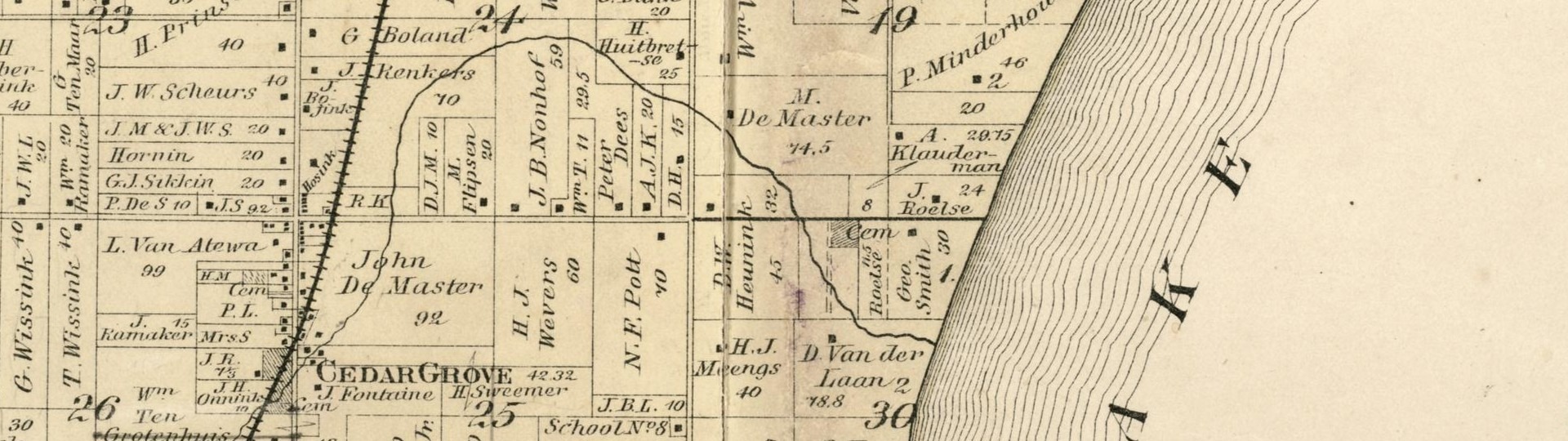 Kaart van Holland Township, Sheboygan, 1889