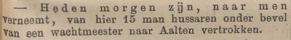 15 huzaren naar Aalten - Zutphensche Courant, 14-03-1887