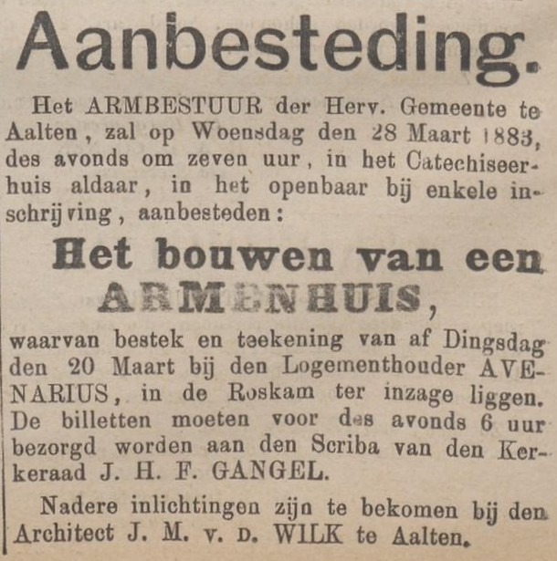 Armenhuis, Aalten - Zutphensche Courant, 19-03-1883