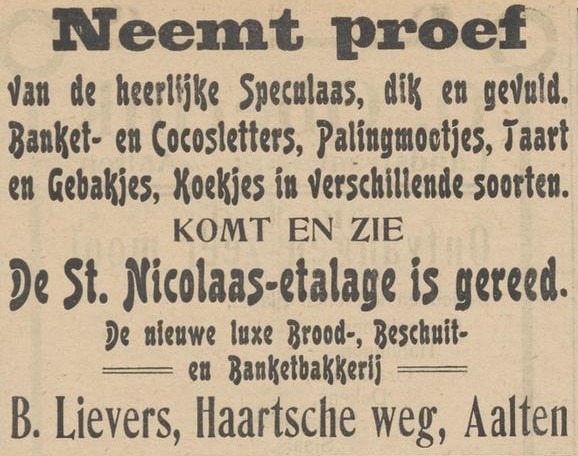 B. Lievers - Nieuwe Aaltensche Courant, 02-12-1921