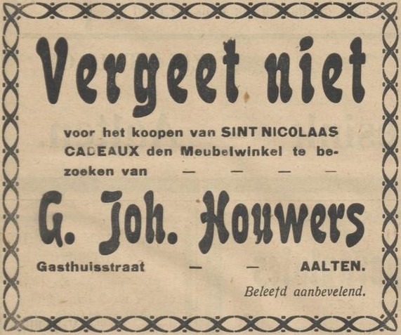 G. Joh. Houwers - Nieuwe Aaltensche Courant, 02-12-1921