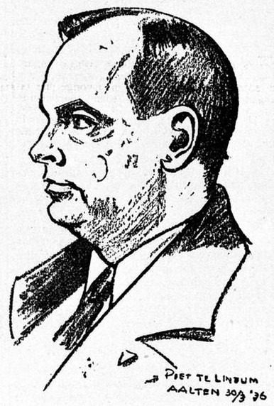 Anton Mussert (NSB), getekend door Piet te Lintum - Graafschapbode, 01-04-1936