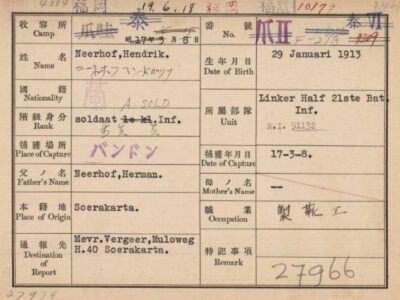 Japanse interneringskaart - Hendrik Neerhof