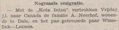 A.C. Neerhof, emigratie Canada - Aaltensche Courant, 11 May 1948