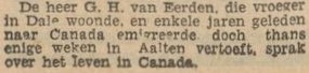 G.H. van Eerden, Dale, Canada - Zutphens Dagblad, 30 January 1954