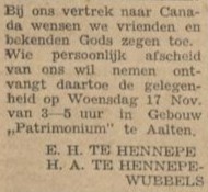 Te Hennepe-Wubbels, Aalten, Canada - De Graafschapper, 13 November 1948