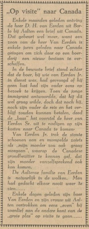 Van Eerden, Canada - Dagblad Tubantia, 24 April 1951
