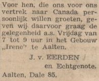 Van Eerden, Dale, Canada - De Graafschapper, 11 August 1948