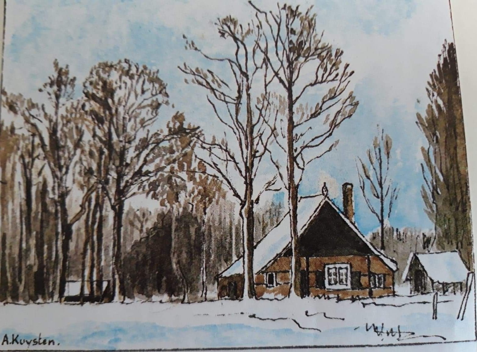 Anton Kuysten - Boerderij Eskes in de winter op de Haart te Aalten