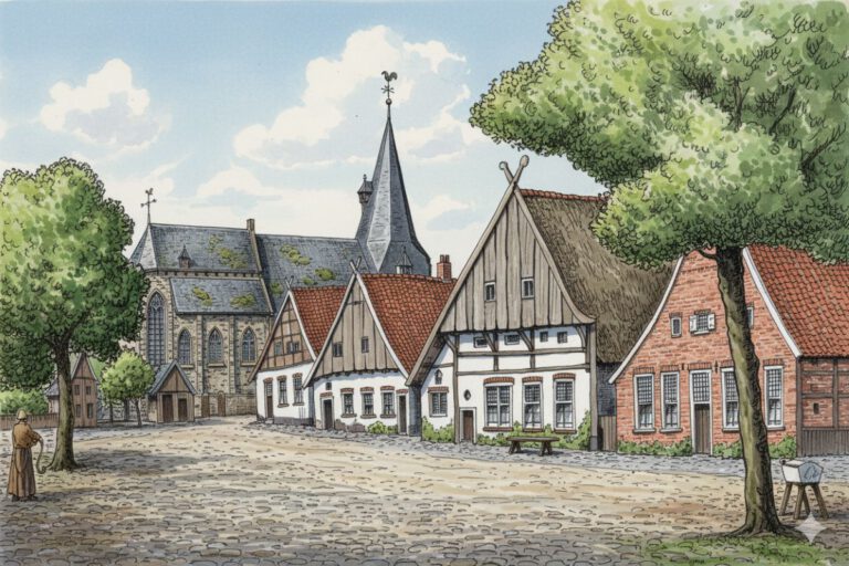 Markt Aalten, 1743 (AI-gegenereerd met Gemini)