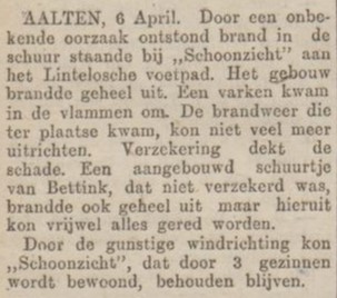 Schoonzicht, brand - Zutphensche Courant, 07-04-1925