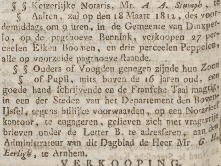 Notary A.A. Stumph - Staatkundig Dagblad van het Departement van den Boven-Ĳssel, 1812-03-10
