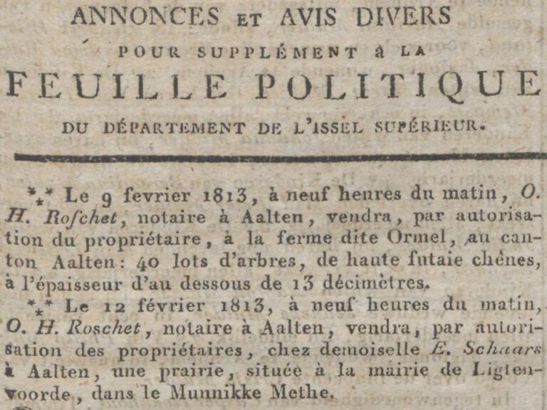 Notary O.H. Roschet, Aalten - Staatkundig Dagblad van het Departement van den Boven-Ĳssel, 1813-02-02