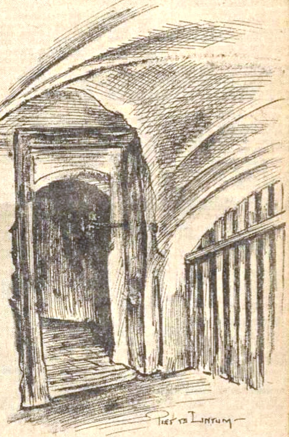 Cellar of the Ambtshuis, drawing by Piet te Lintum