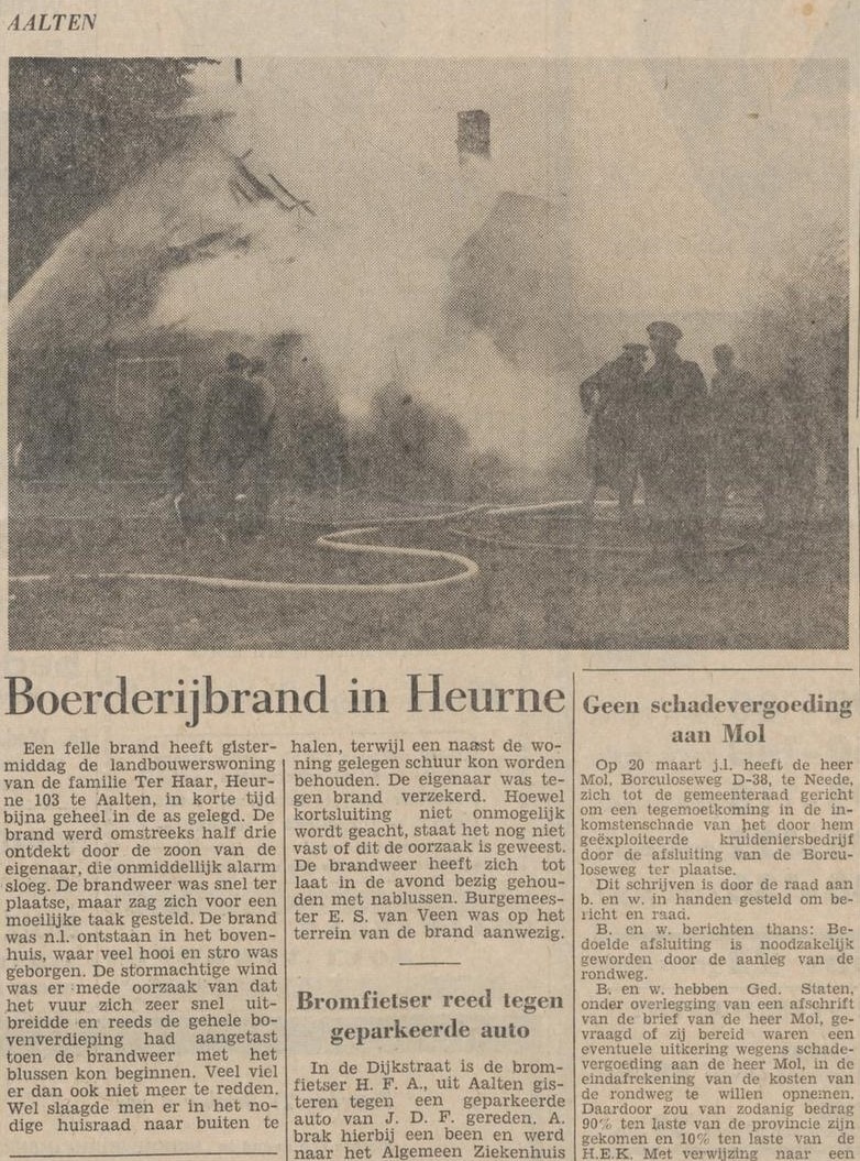 Brand Heurne 103 (Ter Haar) - Dagblad Tubantia, 18-10-1961