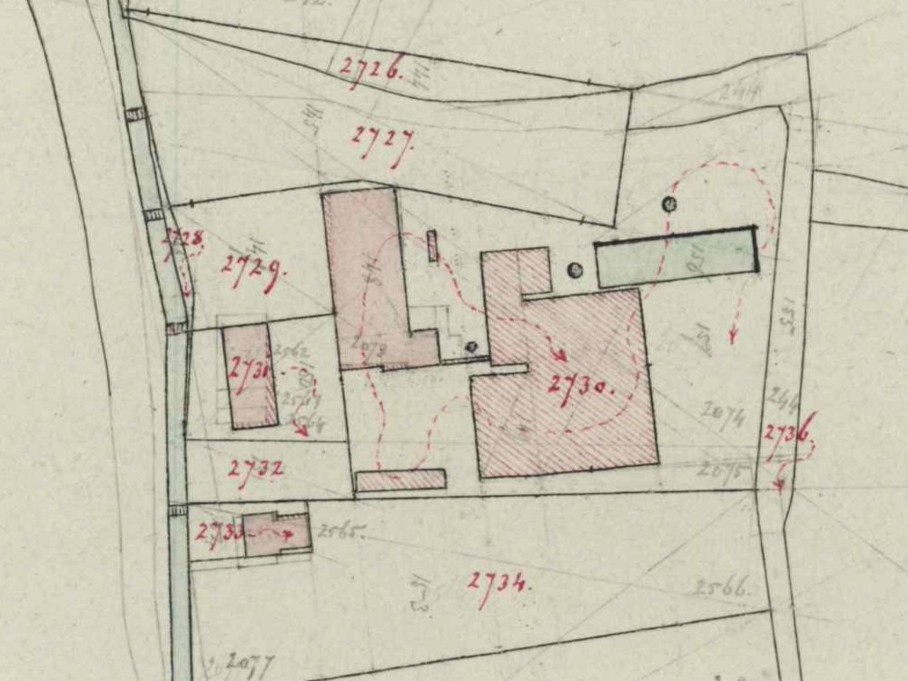 Dijkstraat 15-17, Aalten (Gebr. Driessen) - Fragment kadastrale kaart, 1866