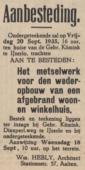 Dinxperlosestraatweg, IJzerlo (Hebly) - Aaltensche Courant, 13-09-1935