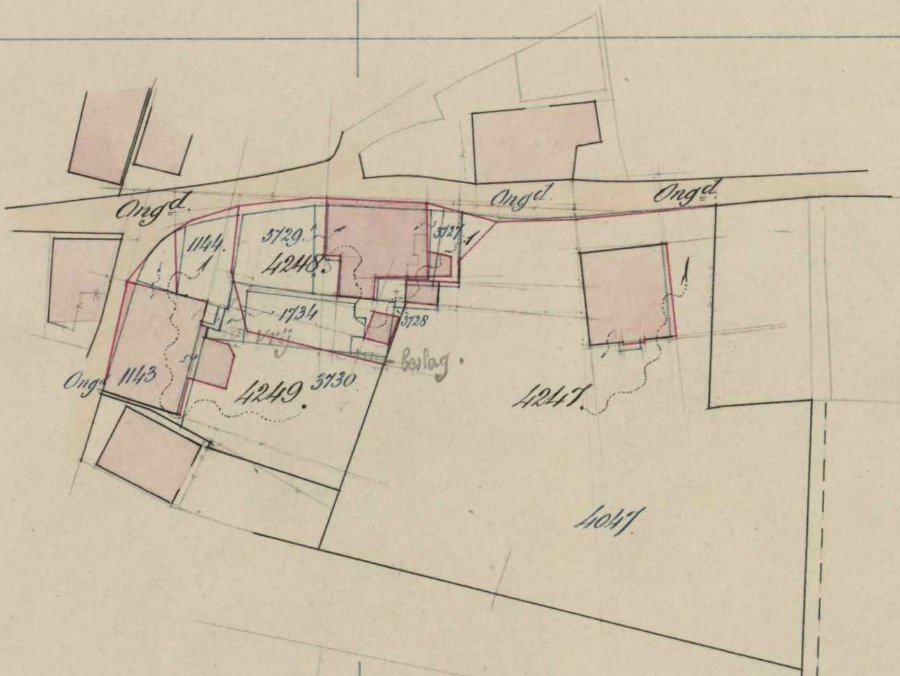 Fragment kadastrale kaart 1888 (perceel I-4248)