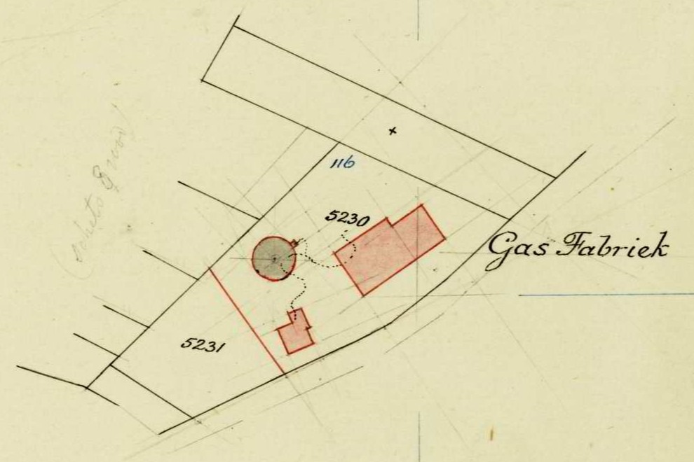 Aalten Gasworks – Fragment cadastral map (1908)