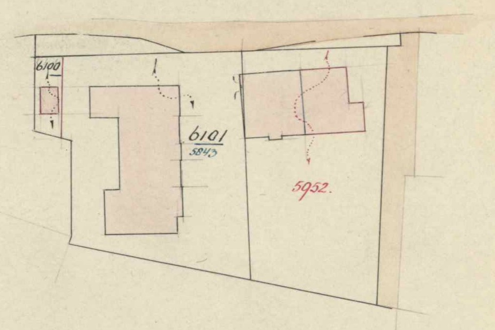 Haartsestraat 8, Aalten (Nijverheidsschool) - Fragment kadastrale kaart, 1925