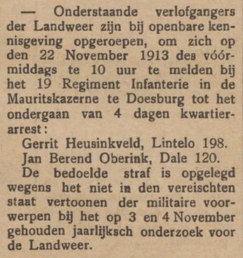 Heusinkveld & Oberink - Aaltensche Courant, 15-11-1913