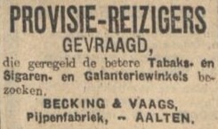 Hoekstraat 8, Aalten (pijpenfabriek Becking & Vaags) - Algemeen Handelsblad, 21-02-1925