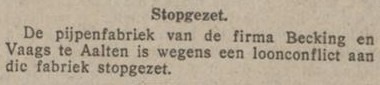 Hoekstraat 8, Aalten (pijpenfabriek) - De Tijd, 14-07-1925