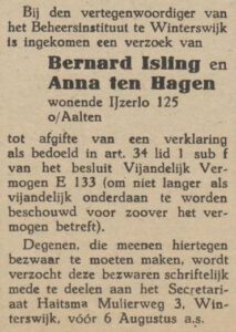 Isling, IJzerlo - Aaltensche Courant, 26-07-1946