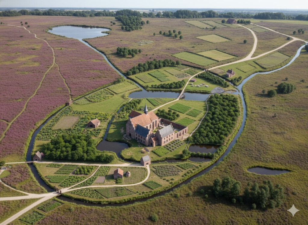 Schaer Monastery near Bredevoort, illustration created with AI by Paul van Druten