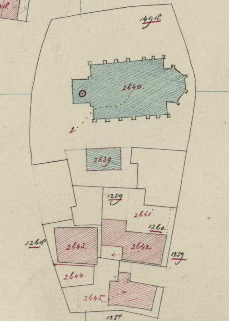 Landstraat-Kerkstraat, Aalten - Fragment kadastrale kaart, 1862