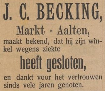 Markt 12, Aalten (Becking) - Aaltensche Courant, 01-08-1914