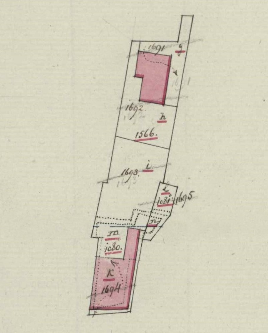 Markt 12, Aalten - Fragment kadastrale kaart, 1843