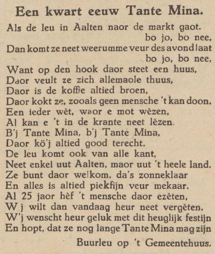 Markt 2, Aalten (Tante Mina) - Aaltensche Courant, 07-01-1947