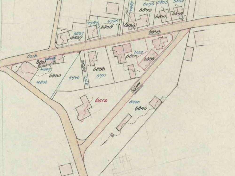 Polstraat-Tramstraat, Aalten - Fragment kadastrale kaart, 1937