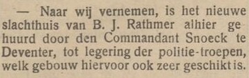 Slachthuis Rathmer, politiebarak - Nieuwe Aaltensche Courant, 02-04-1920