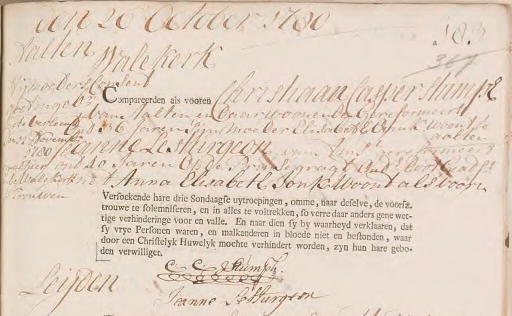 Trouwakte Amsterdam, 12-11-1780