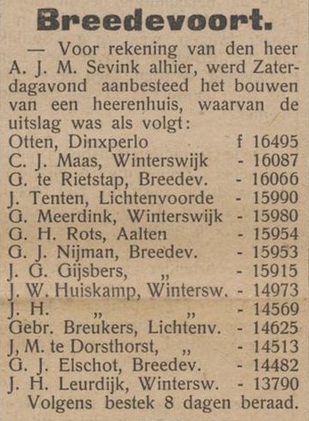 Vinkenburg, Bredevoort - Aaltensche Courant, 03-11-1915