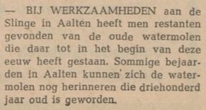 Watermill, Aalten – Nieuwe Winterswijksche Courant, 31 October 1969