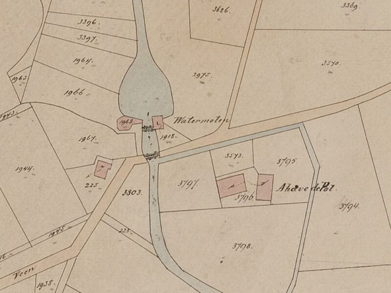 Watermolen De Pol, Aalten - Fragment kadastrale kaart, 1883