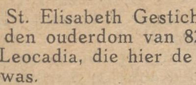 Zuster Leocadia, Aalten – Aaltensche Courant, 31-05-1929
