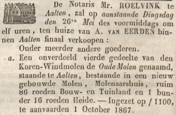 Oude Molen Aalten, Zutphensche Courant, 23-05-1863