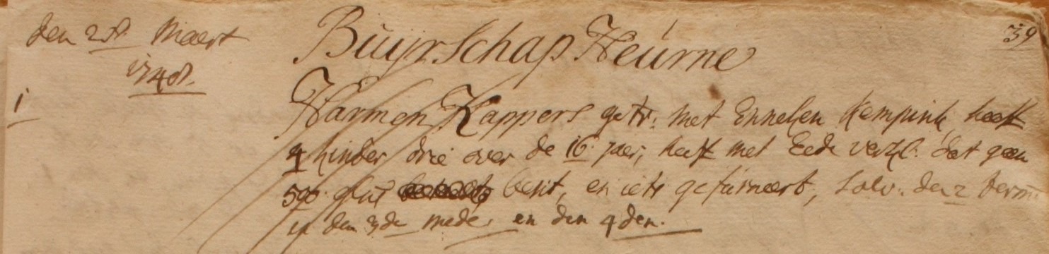 Kappers, Heurne - Liberale Gifte 1748