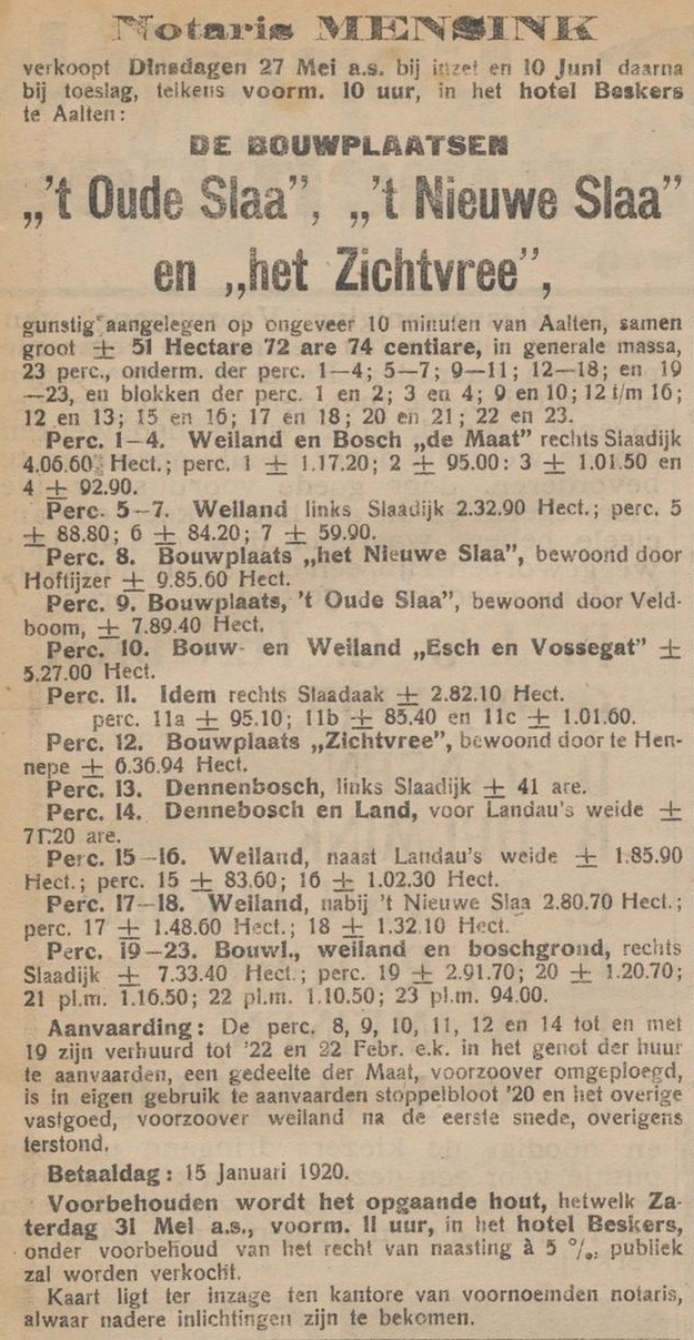 Aaltensche Courant, 20 mei 1919 - Oude Slaa, Nieuwe Slaa, Zichtvree
