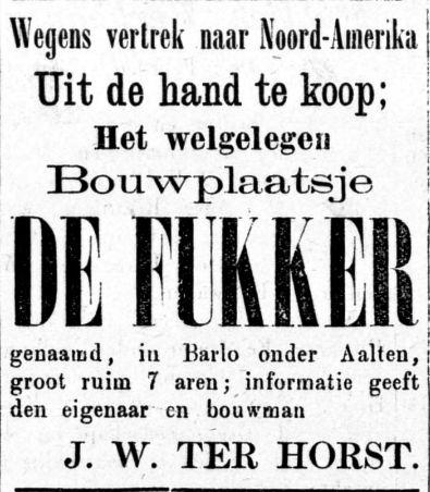De Fukker, Barlo te koop, 26-04-1880