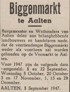 Biggenmarkt, Veemarkt, Aalten - Aaltensche Courant, 5 september 1947