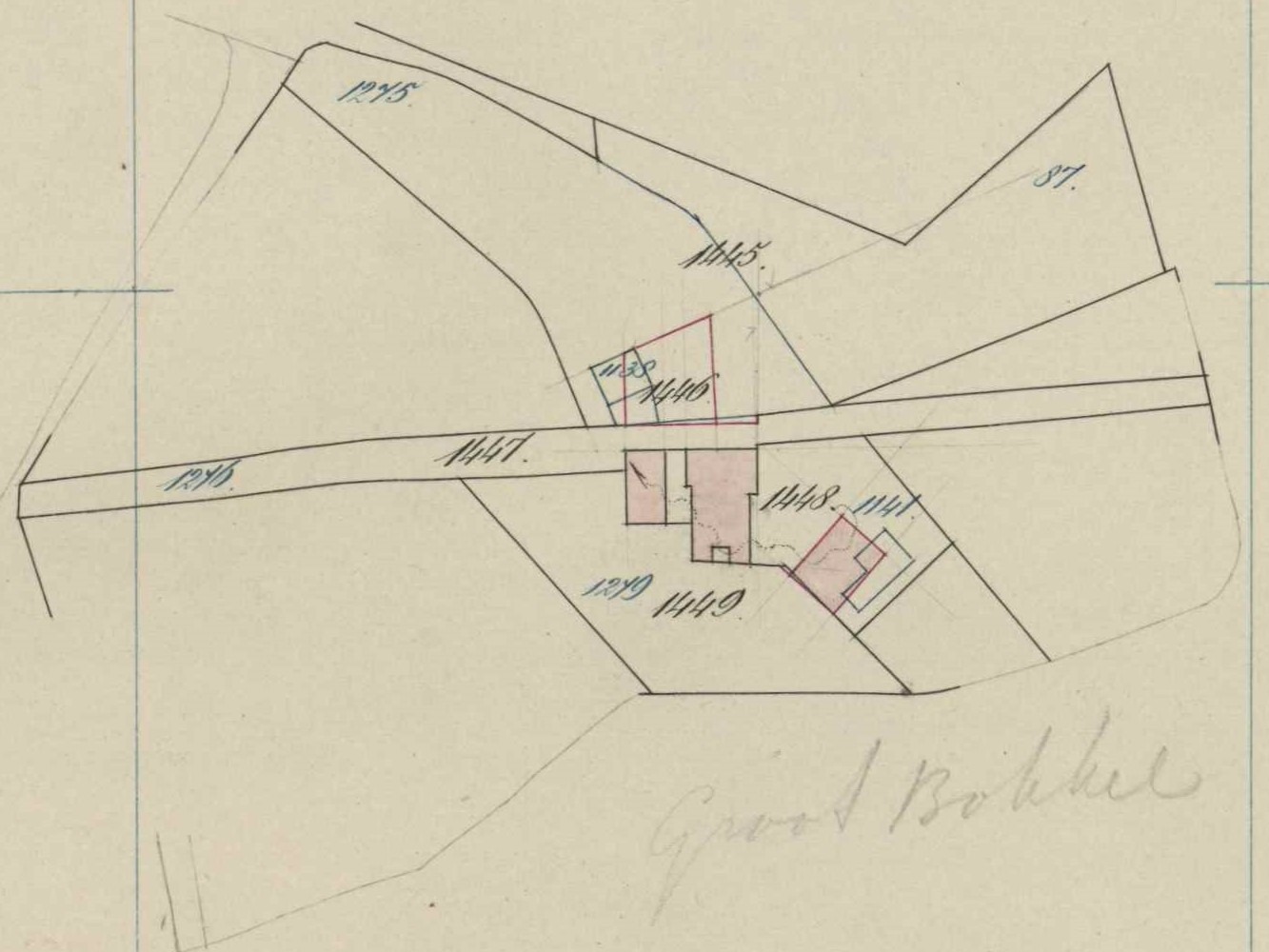 Bolwerkweg 7, Barlo (Groot Bokkel) - Fragment kadastrale kaart, 1887